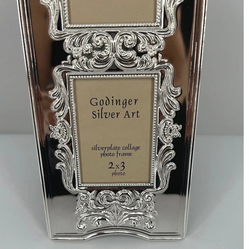 Godinger 20th Century Baroque Silver Plated Collage Frame 2x3 Vintage Ornate